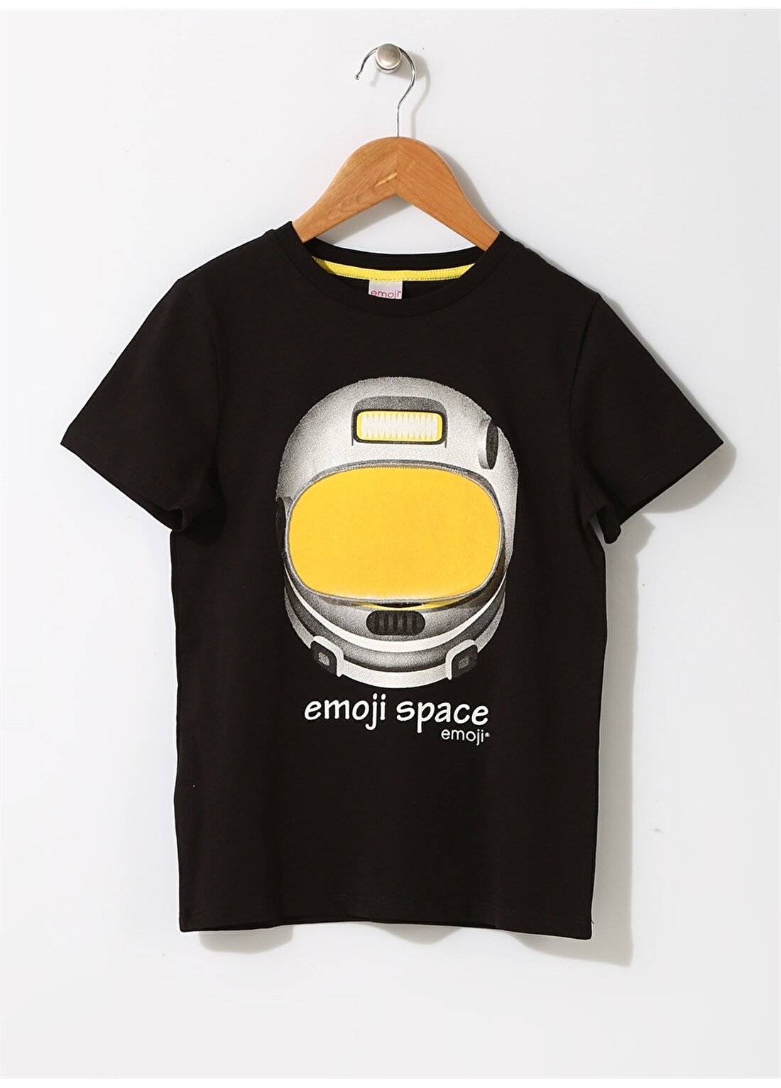 Limon Bisiklet Yaka Emoji Baskılı Erkek Çocuk Siyah T-Shirt