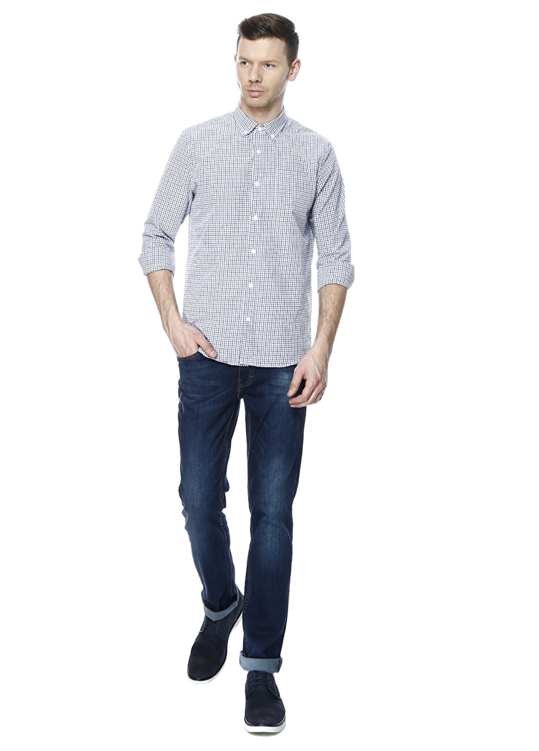 Network Lacivert Chambray Denim Pantolon