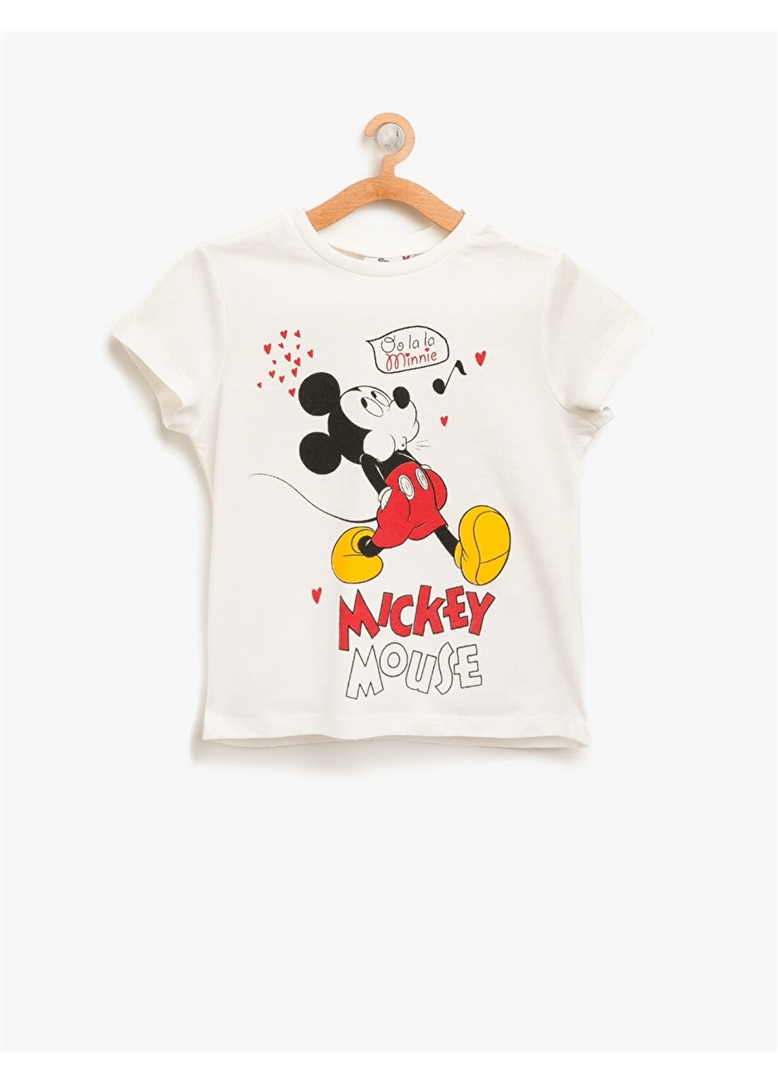 Koton Mickey Mouse Baskılı Ekru T-Shirt