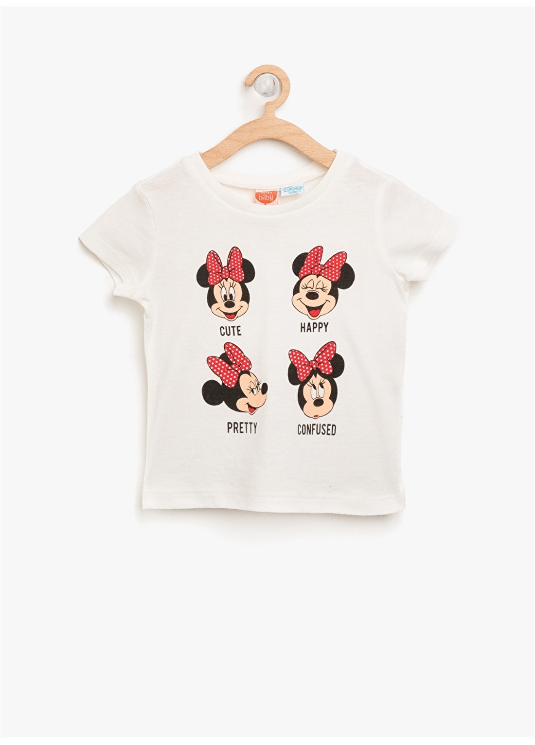 Koton Kız Minnie Mouse Baskılı Ekru T-Shırt