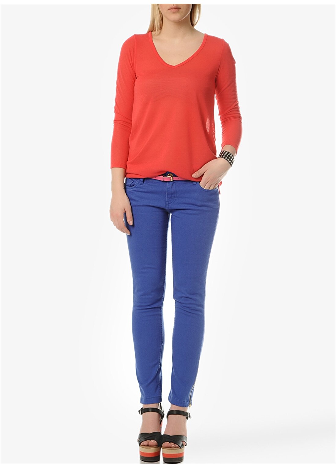 Asymmetry Neon Lacivert Kadın Pantolon