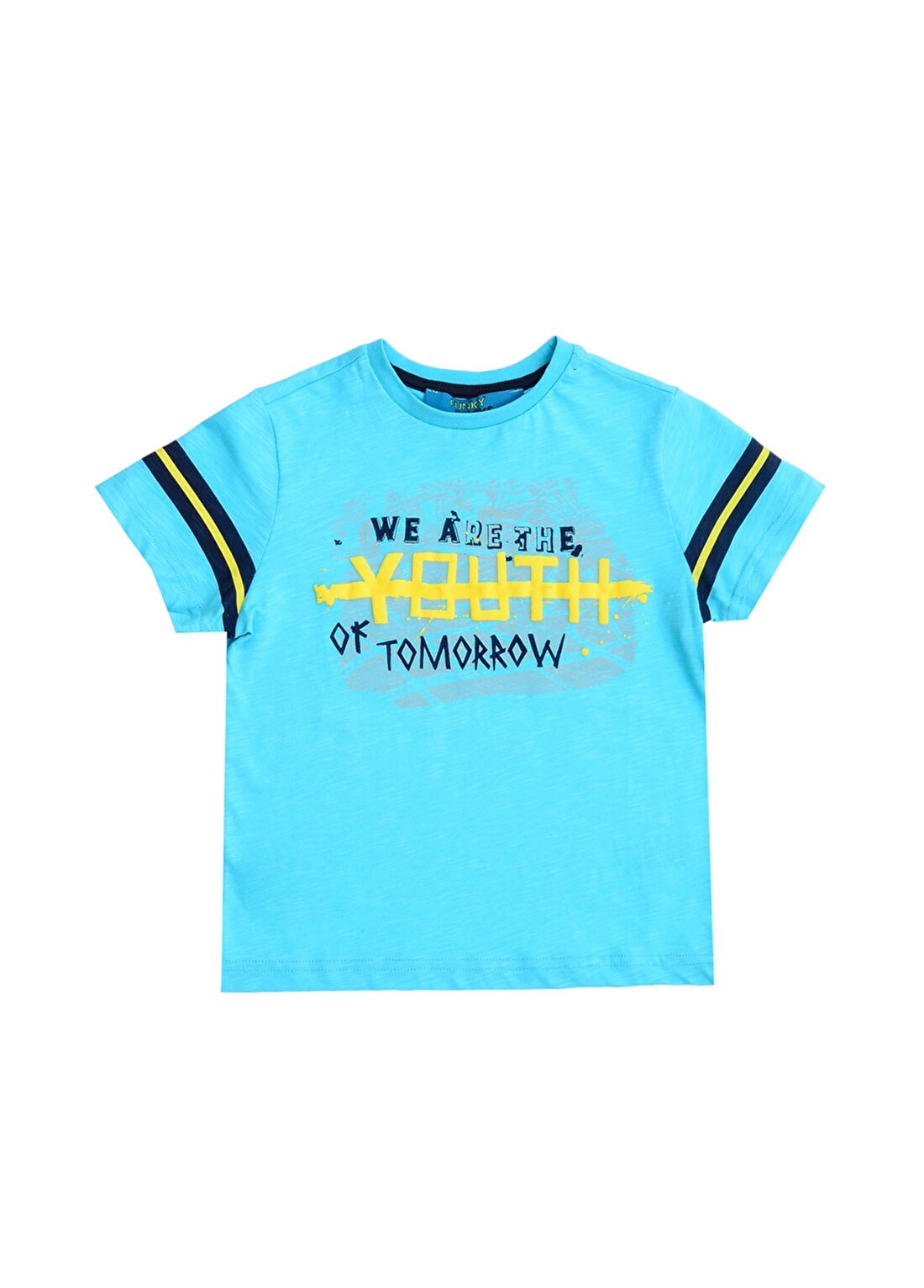 Funky Rocks GEO10-T Koyu Turkuaz Yazı Baskılı Erkek Çocuk T-Shirt
