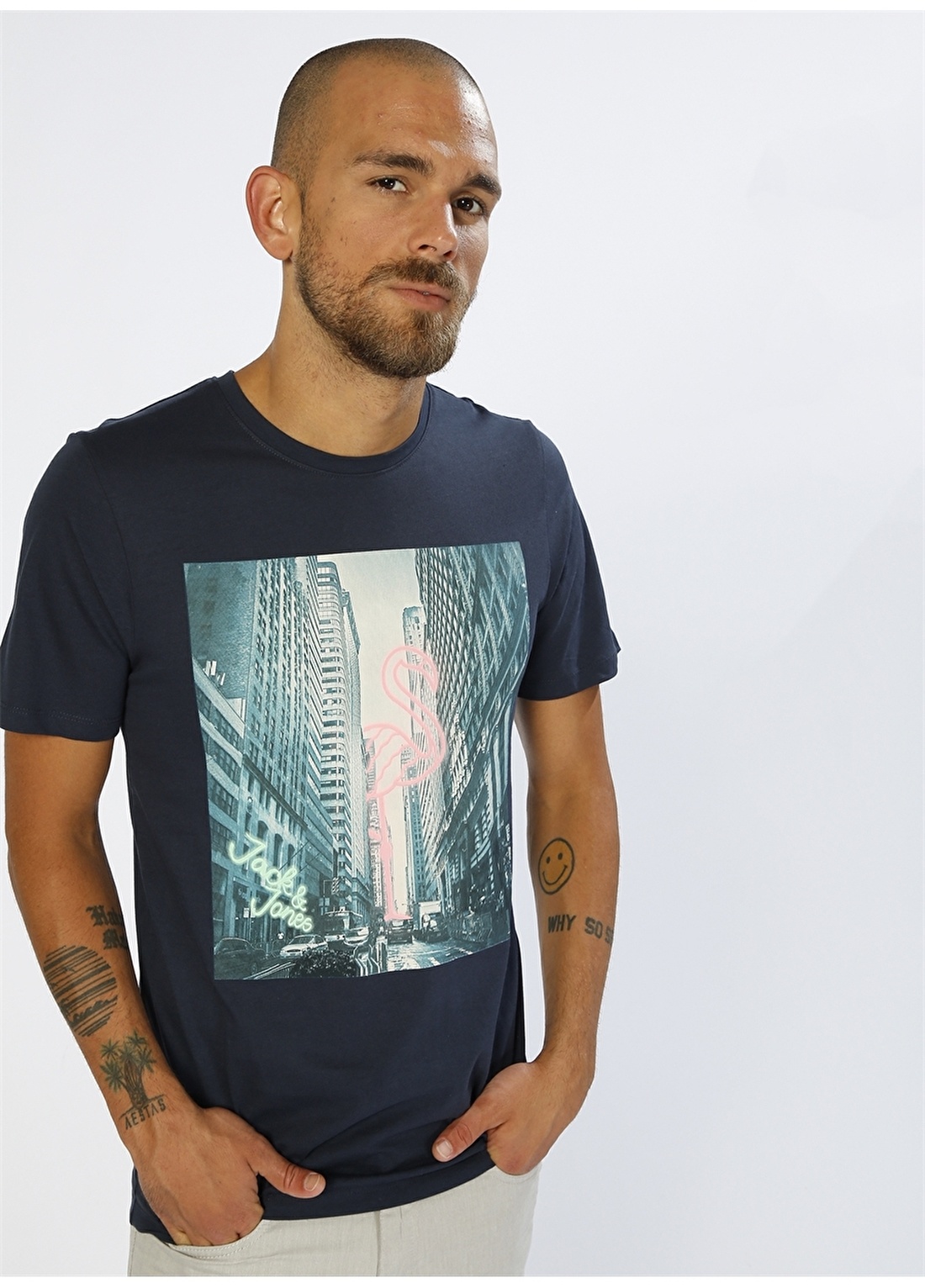 Jack & Jones Baskılı Lacivert T-Shirt