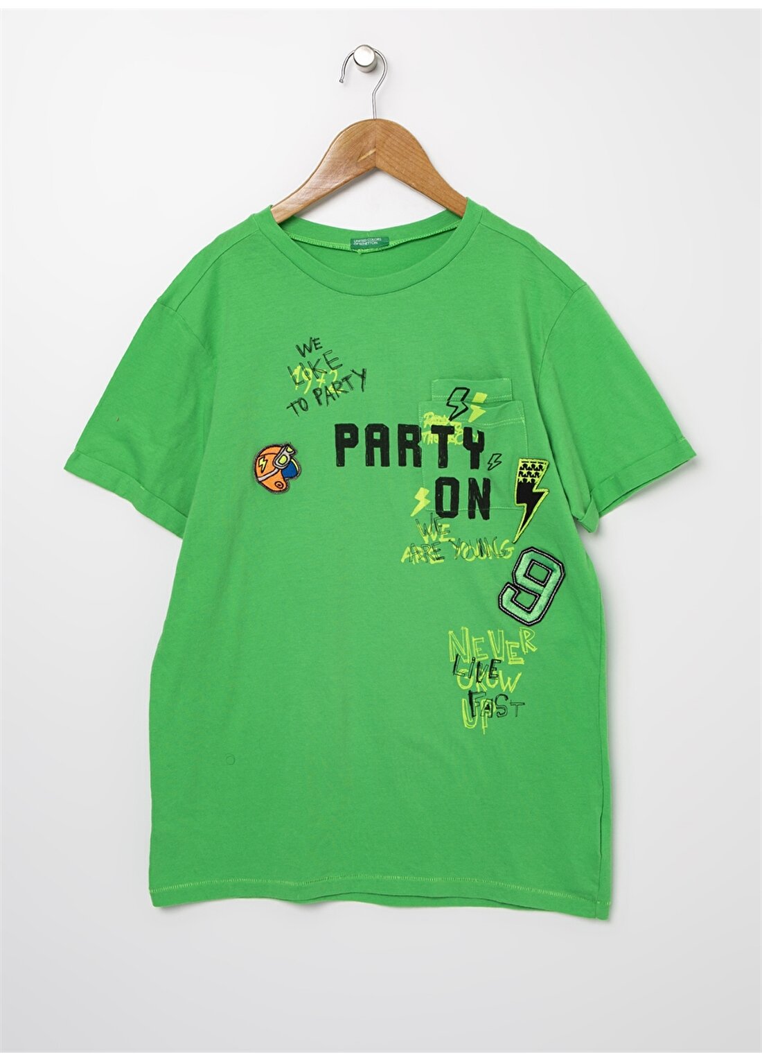 Benetton Erkek Çocuk Baskılı Yeşil T-Shirt