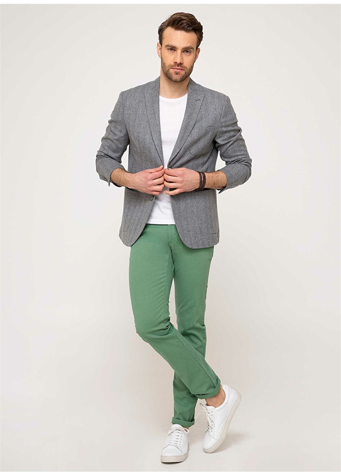 Pierre Cardin Erkek Duble Paça Yeşil Pantolon