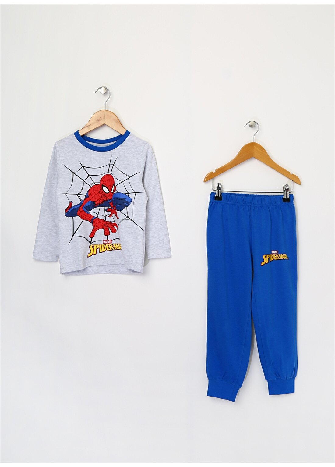 Limon Erkek Çocuk Spider-Man Baskılı Gri-Mavi Pijama Takımı