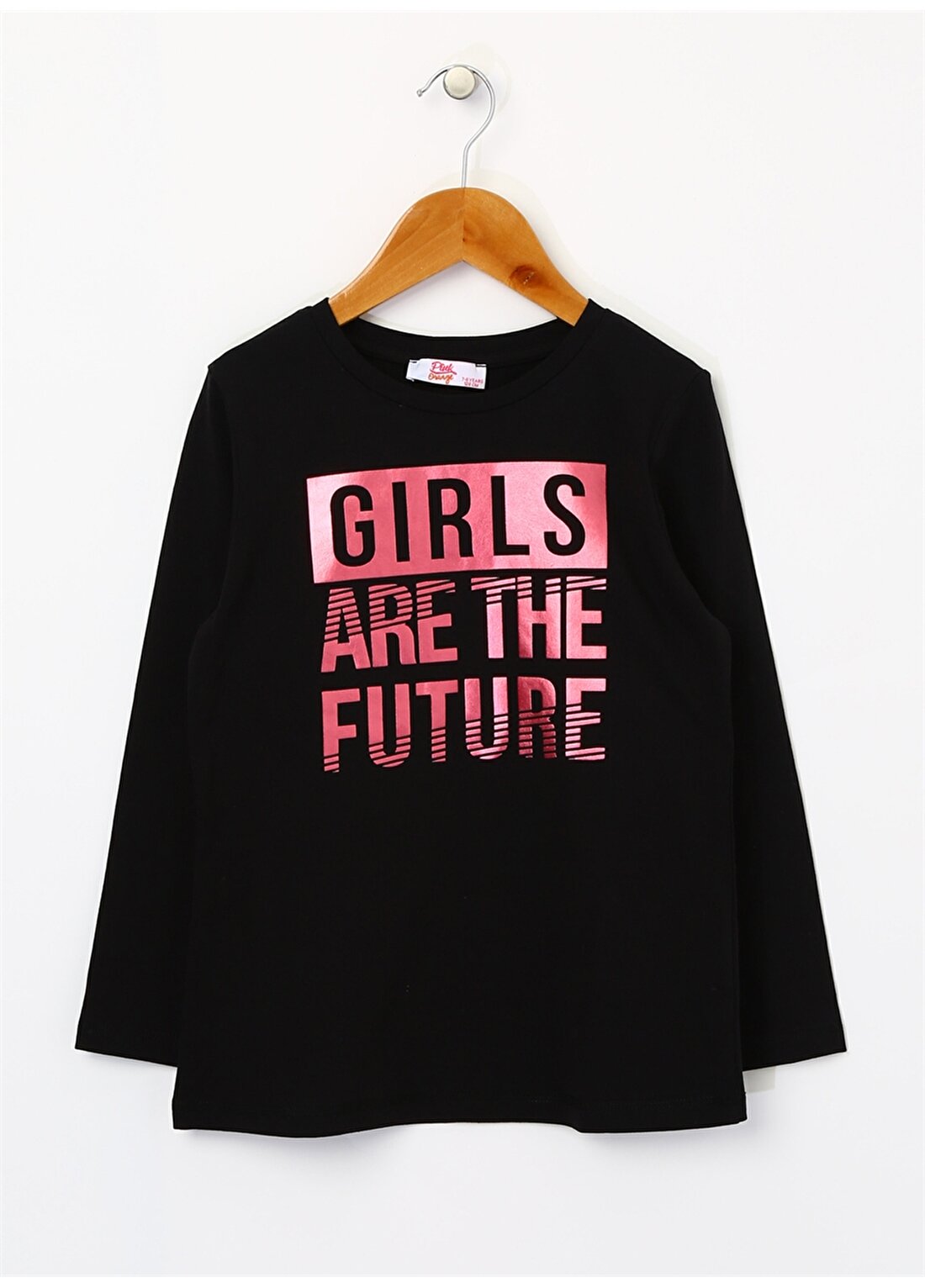 Pink&Orange Kız Çocuk Yazılı Siyah T-Shirt