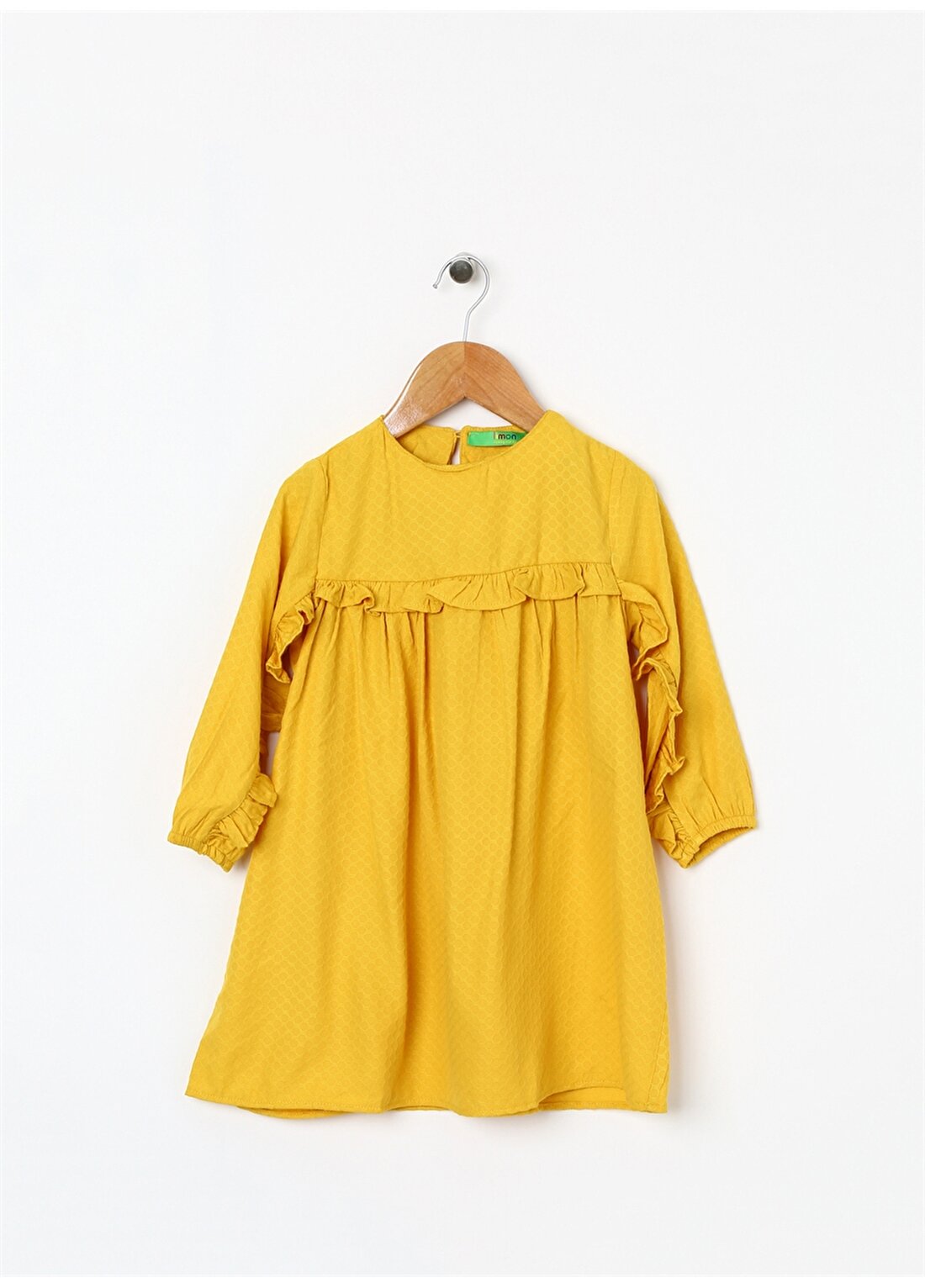 Limon Kız Çocuk Fırfırlı Sarı Elbise