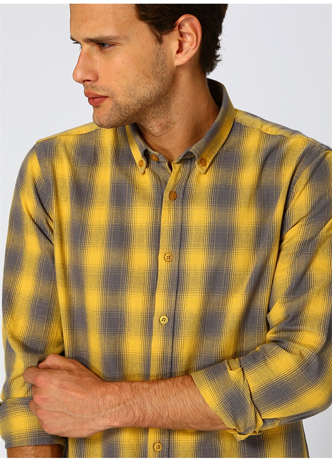 Limon Erkek Sarı Ekoseli Gömlek