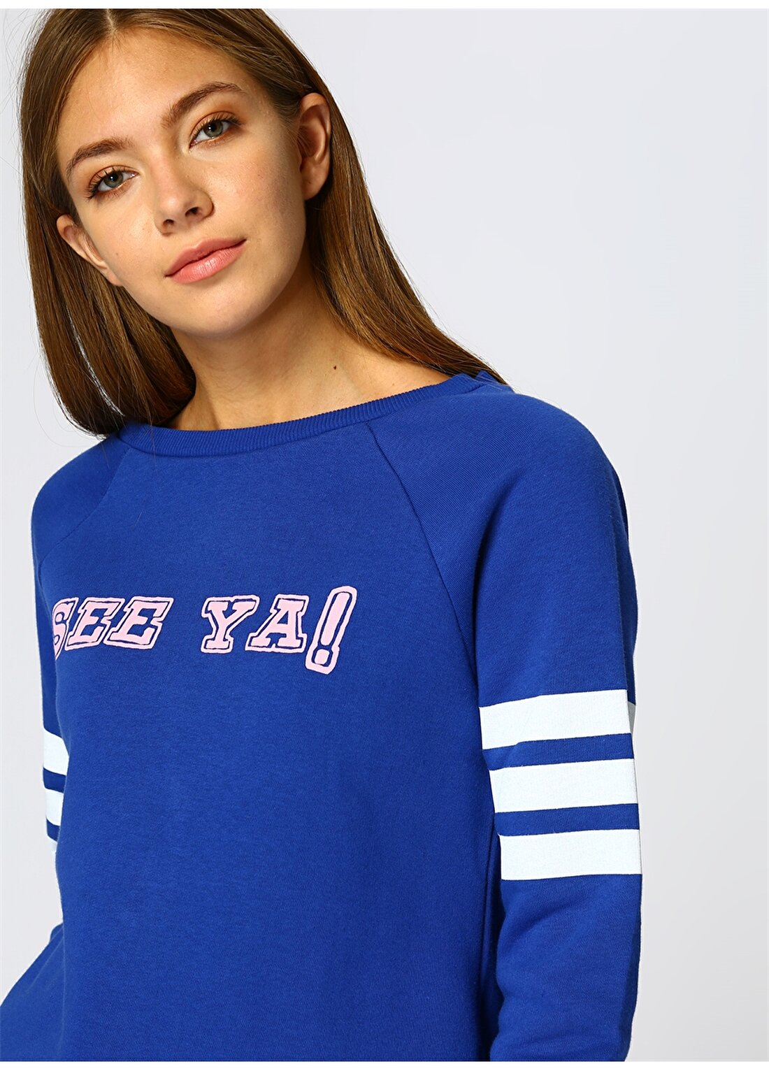 T-Box Kadın Saks Sweatshirt