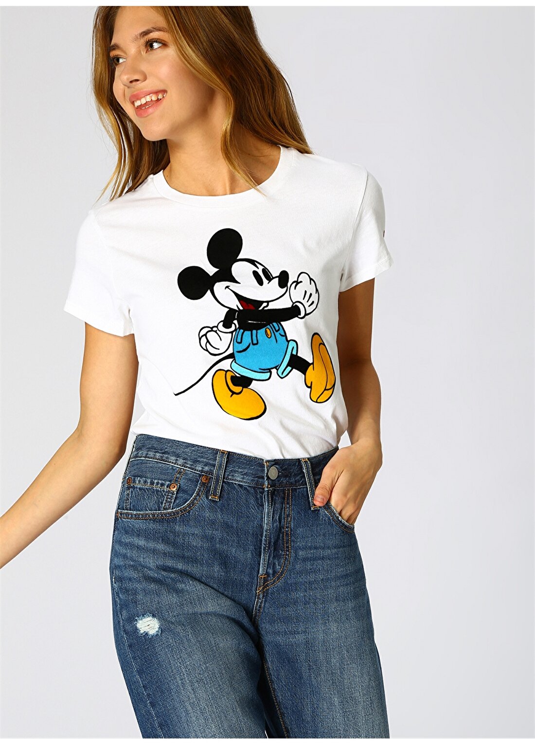 Levis Mickey Mouse Baskılı Beyaz T-Shirt