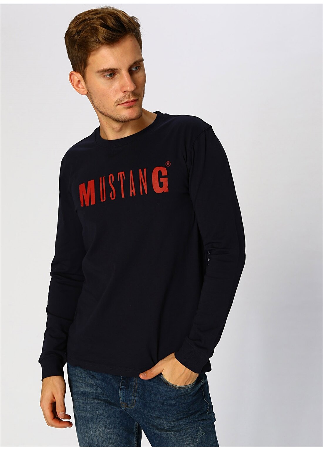 Mustang Baskılı Koyu Lacivert T-Shirt