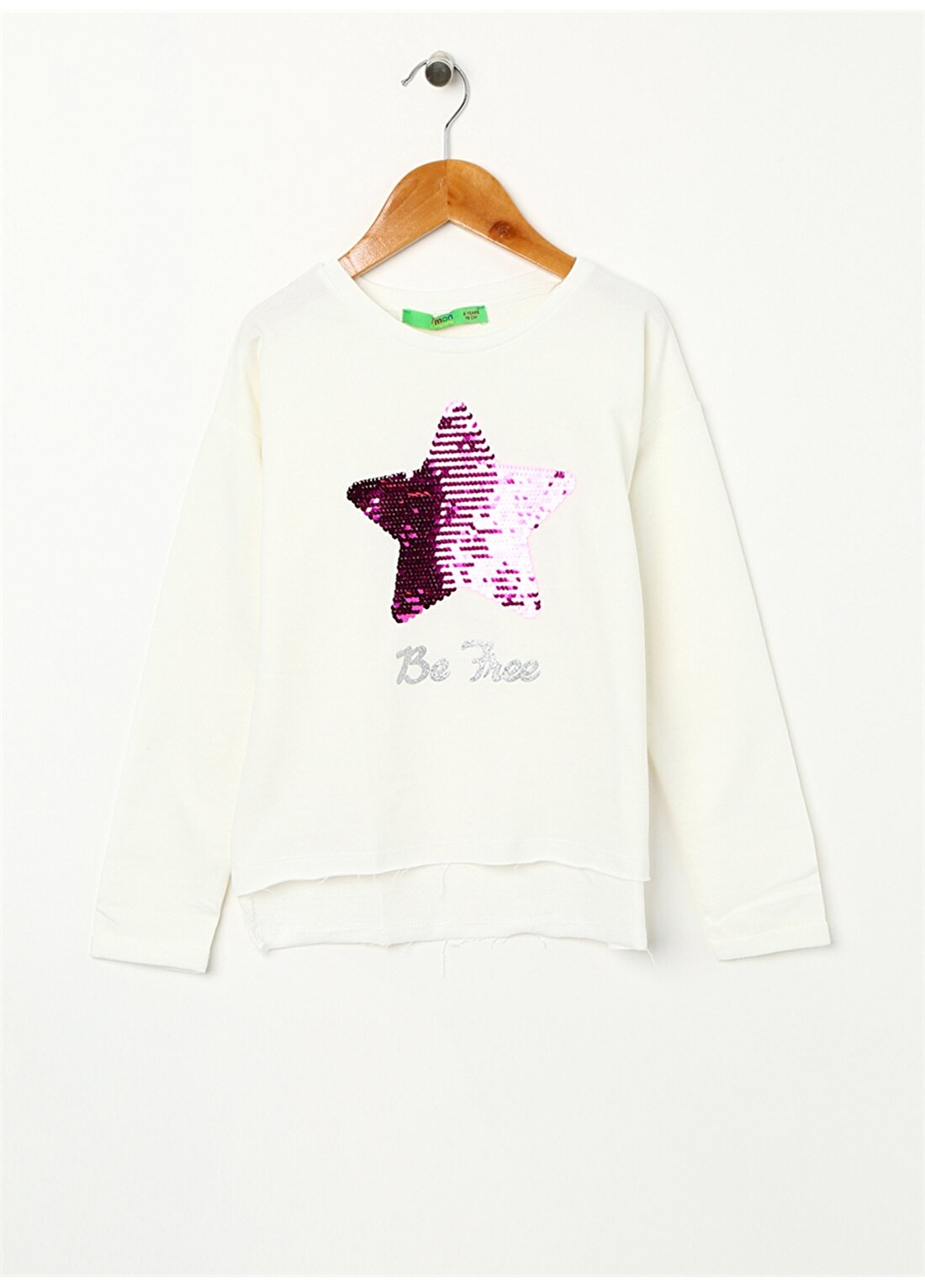 Limon Kız Çocuk Pullu Yıldız İşlemeli Sweatshirt