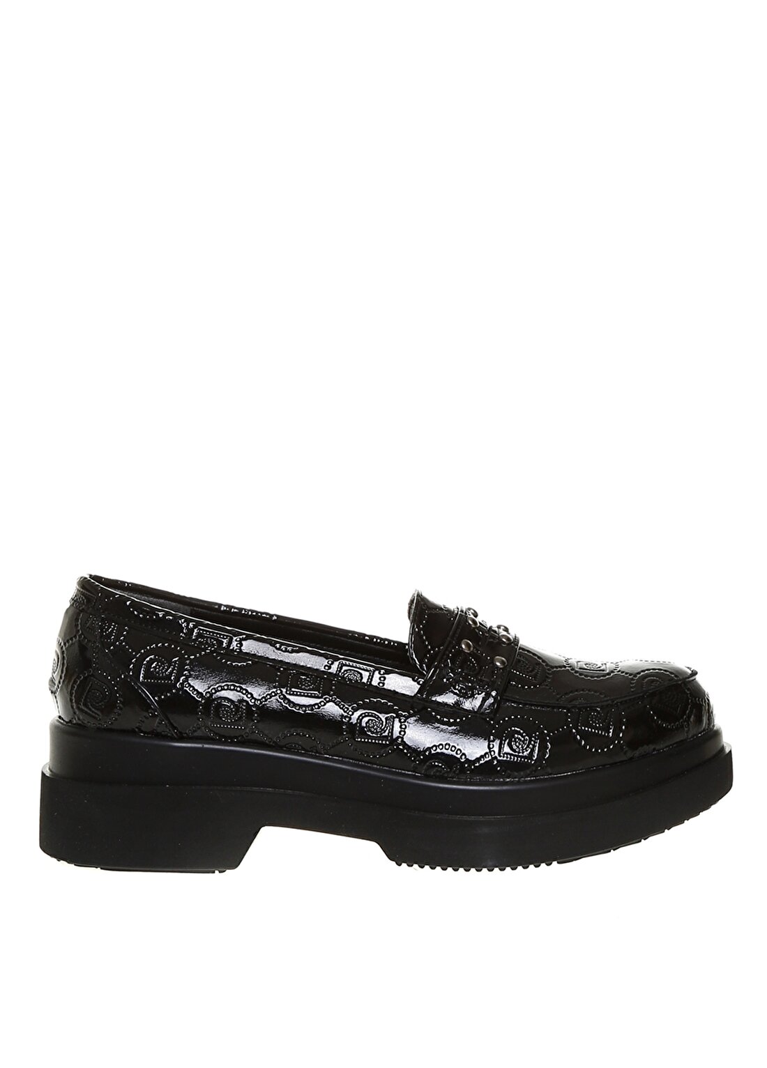 Pierre Cardin Kadın Monogramlı Siyah Düz Ayakkabı