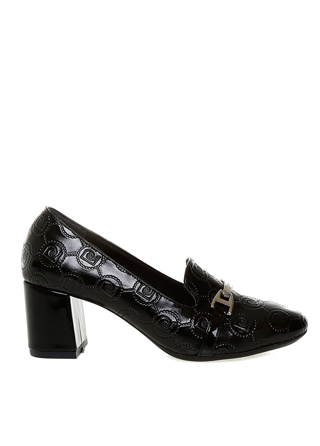 Pierre Cardin Logo Baskılı Toka Detaylı Siyah Kadın Topuklu Ayakkabı