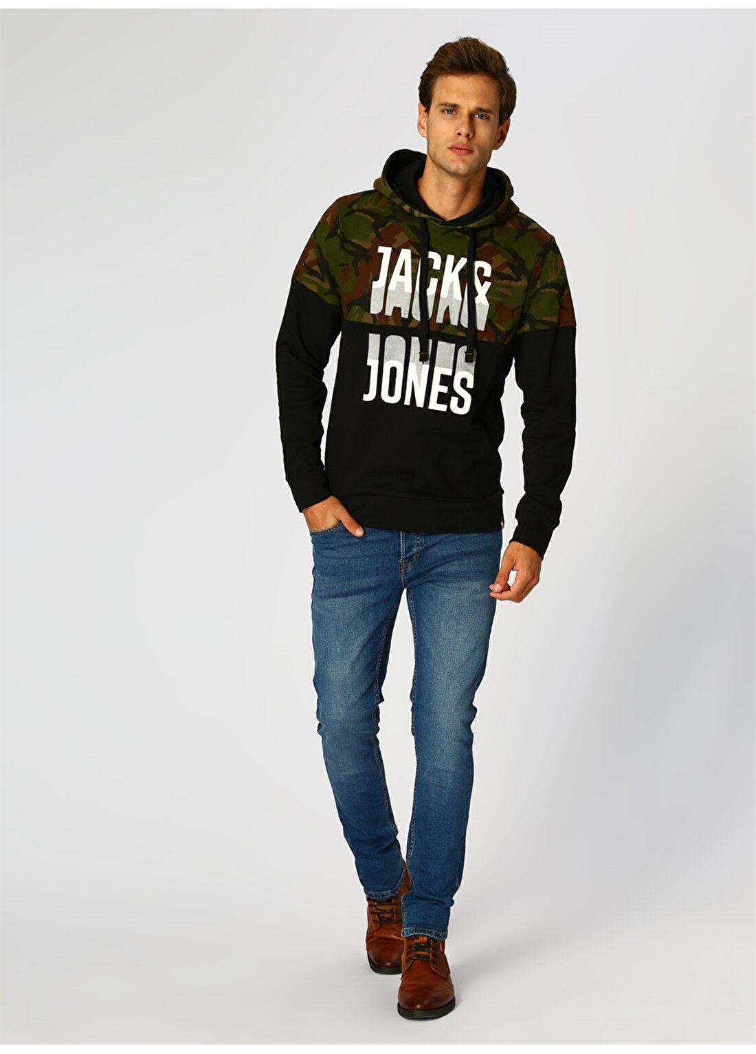 Jack & Jones Harry Sweat Green Camo Pack Hoodie Sweatshirt
