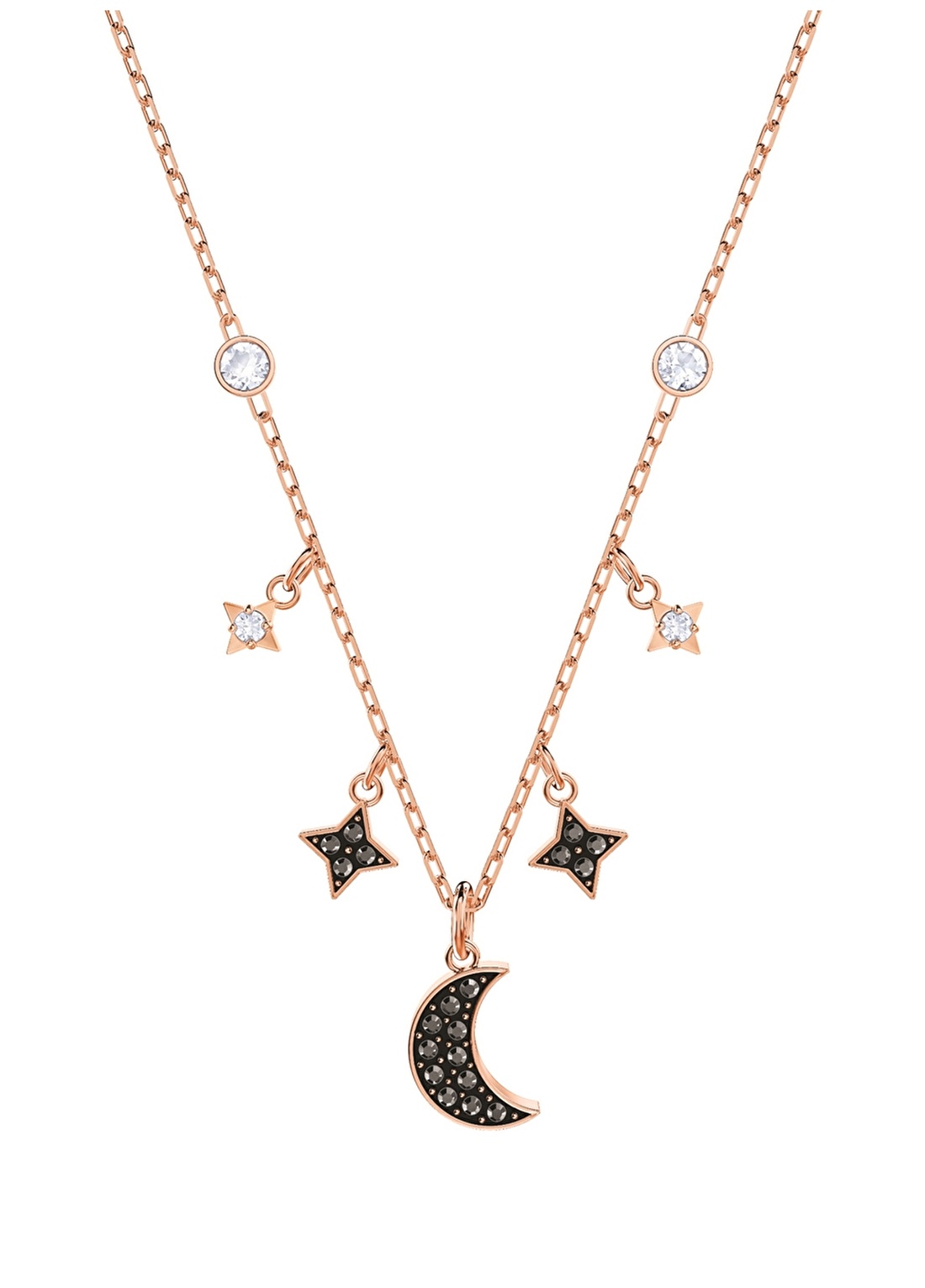 Swarovski 5429737 Duo Moon Siyah Rose Altın Kaplama Kolye