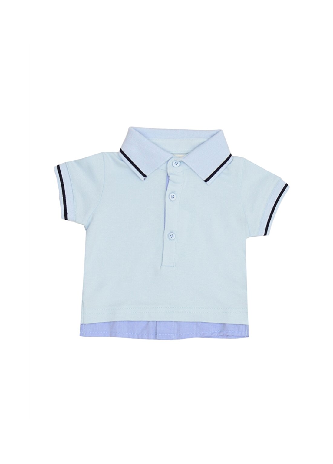 Mammaramma Mavi Polo Yaka Çizgili Erkek Bebek T-Shirt
