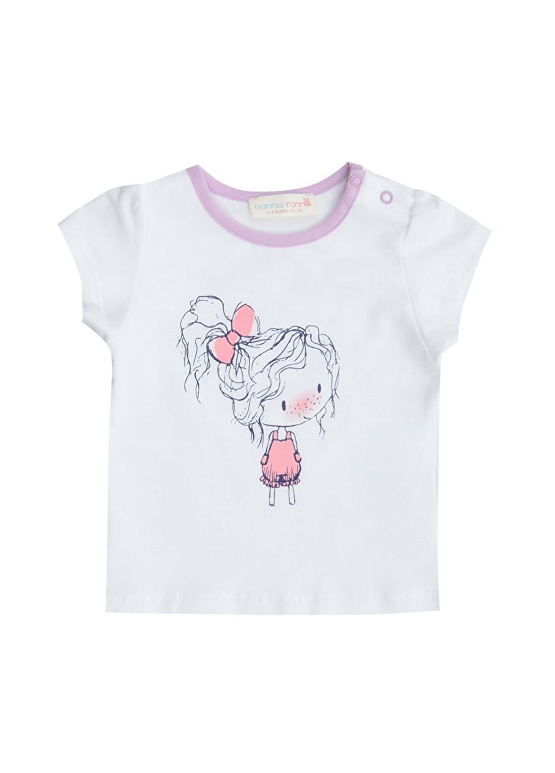 Mammaramma MMG001 Beyaz Baskılı Kız Bebek T-Shirt