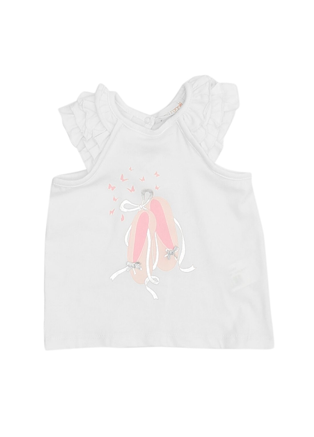 Mammaramma Askılı Baskılı Koyu Ekri Kız Bebek T-Shirt