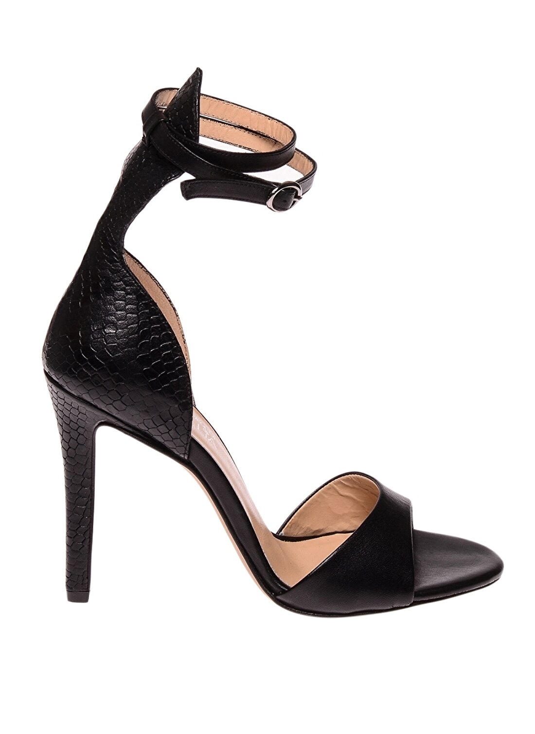 House Of Camellia 61ALA KH61-519 AYA Yüksek Topuk Deri Siyah Kadın Düz Ayakkabı