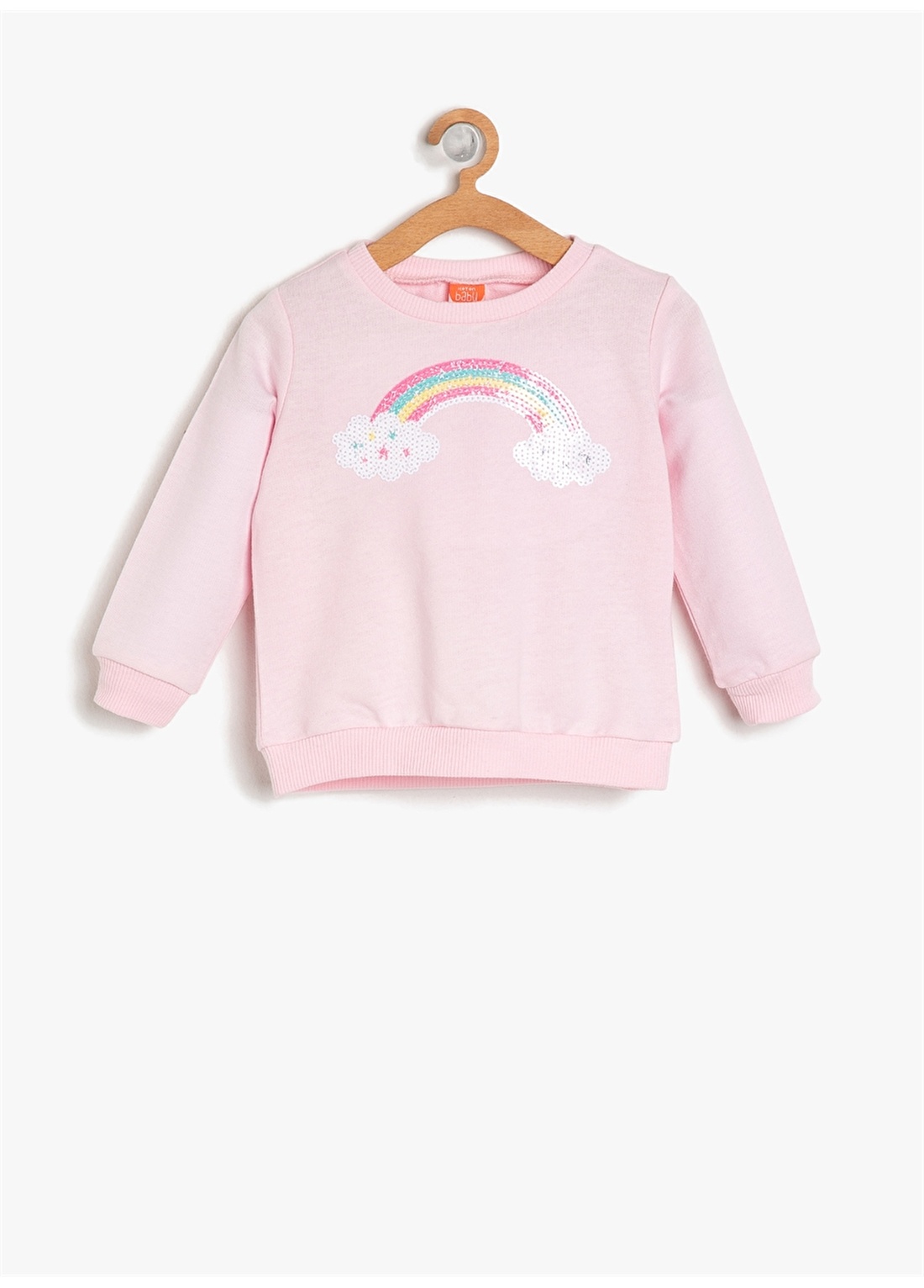 Koton Gökkuşağı Baskılı Pembe Kız Çocuk Sweatshirt