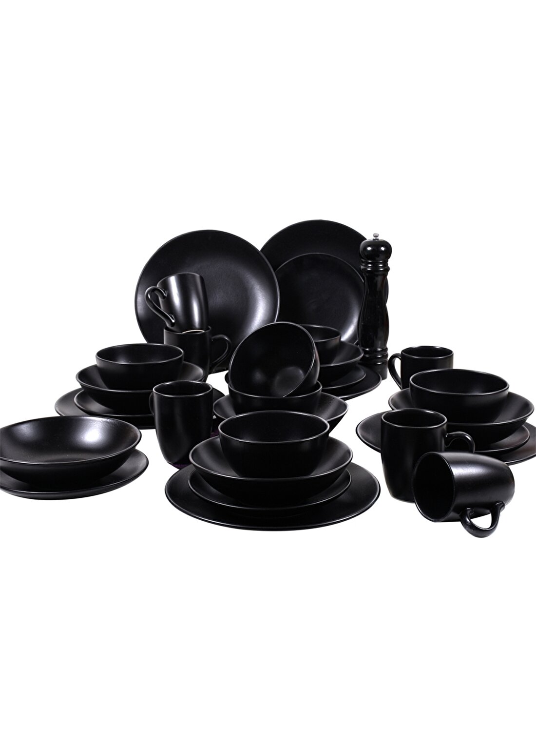 Keramika Alfa Mat Siyah 30 Parça 6 Kişilik Yemek Takımı