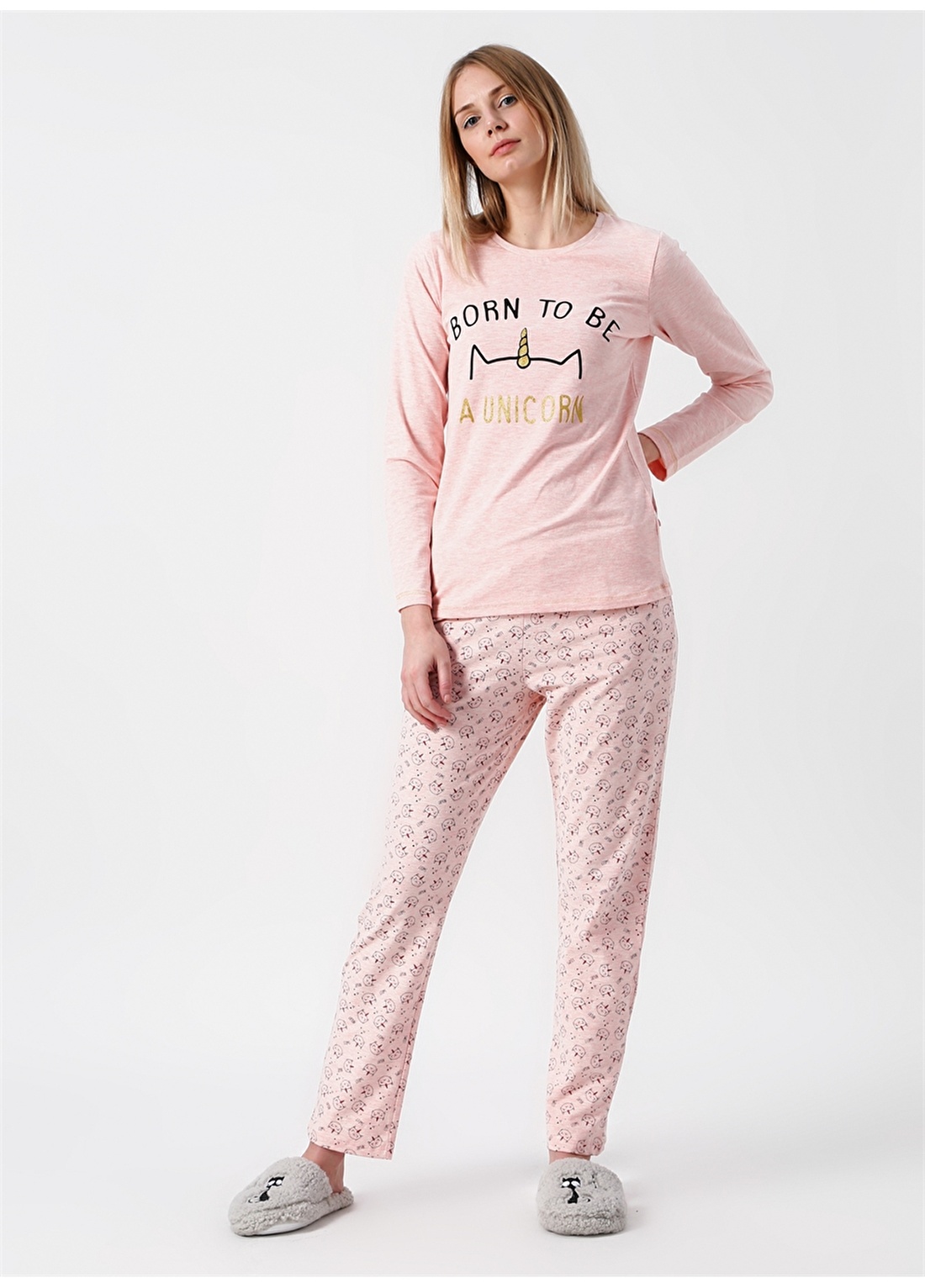 Roly Poly Unicorn Desenli Pembe 2'Li Pijama Takımı