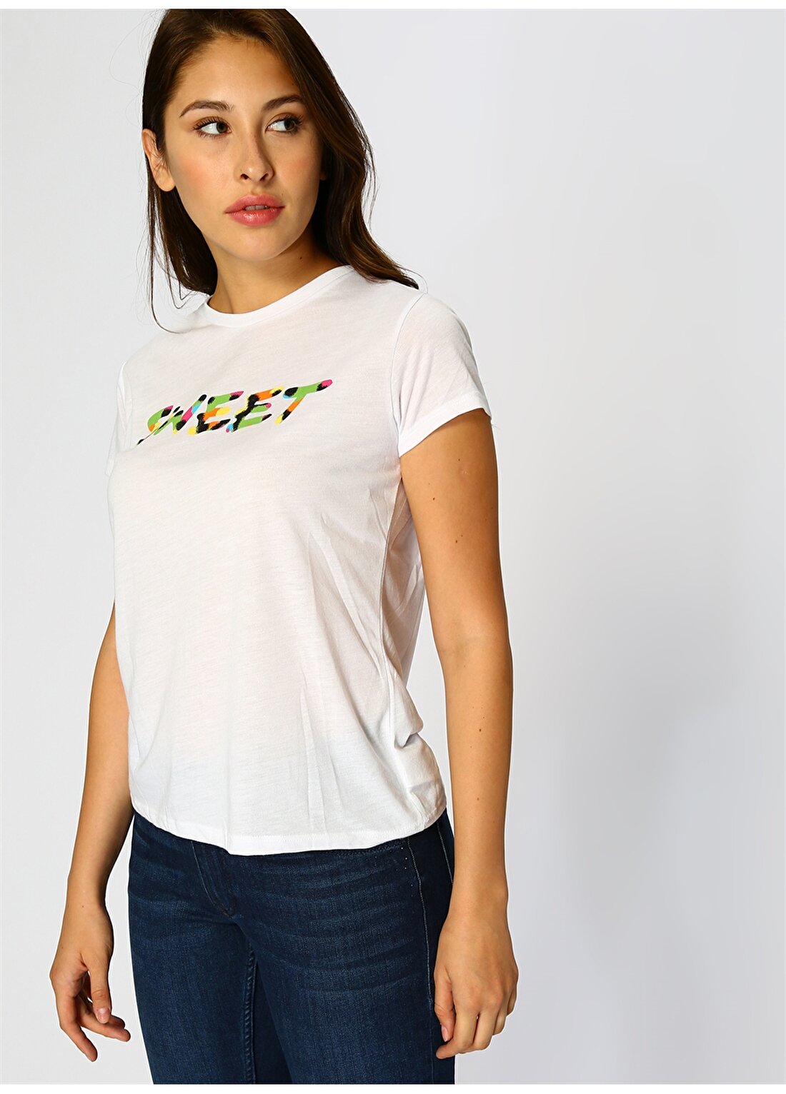 Koton Yazılı Beyaz Kadın T-Shirt
