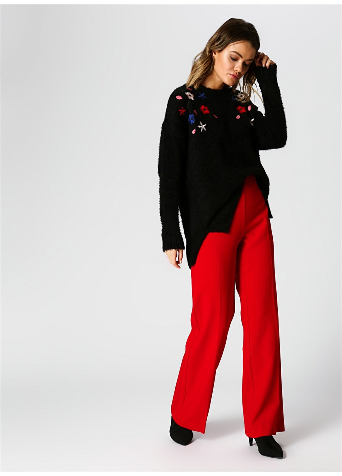 Koton İspanyol Paça Kırmızı Klasik Pantolon