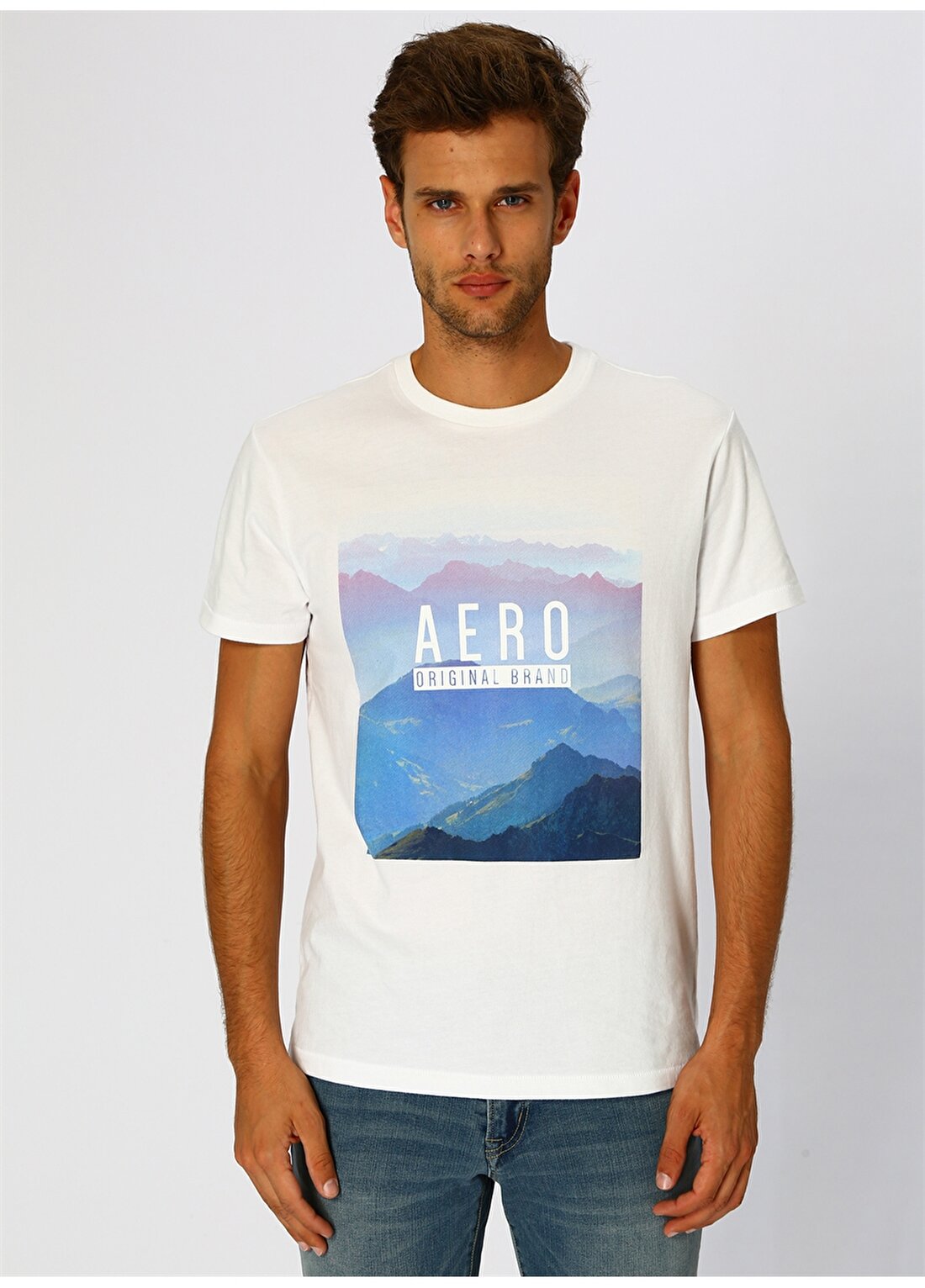 Aeropostale 3540 Beyaz Erkek Aeropostale Yazılı T-Shirt