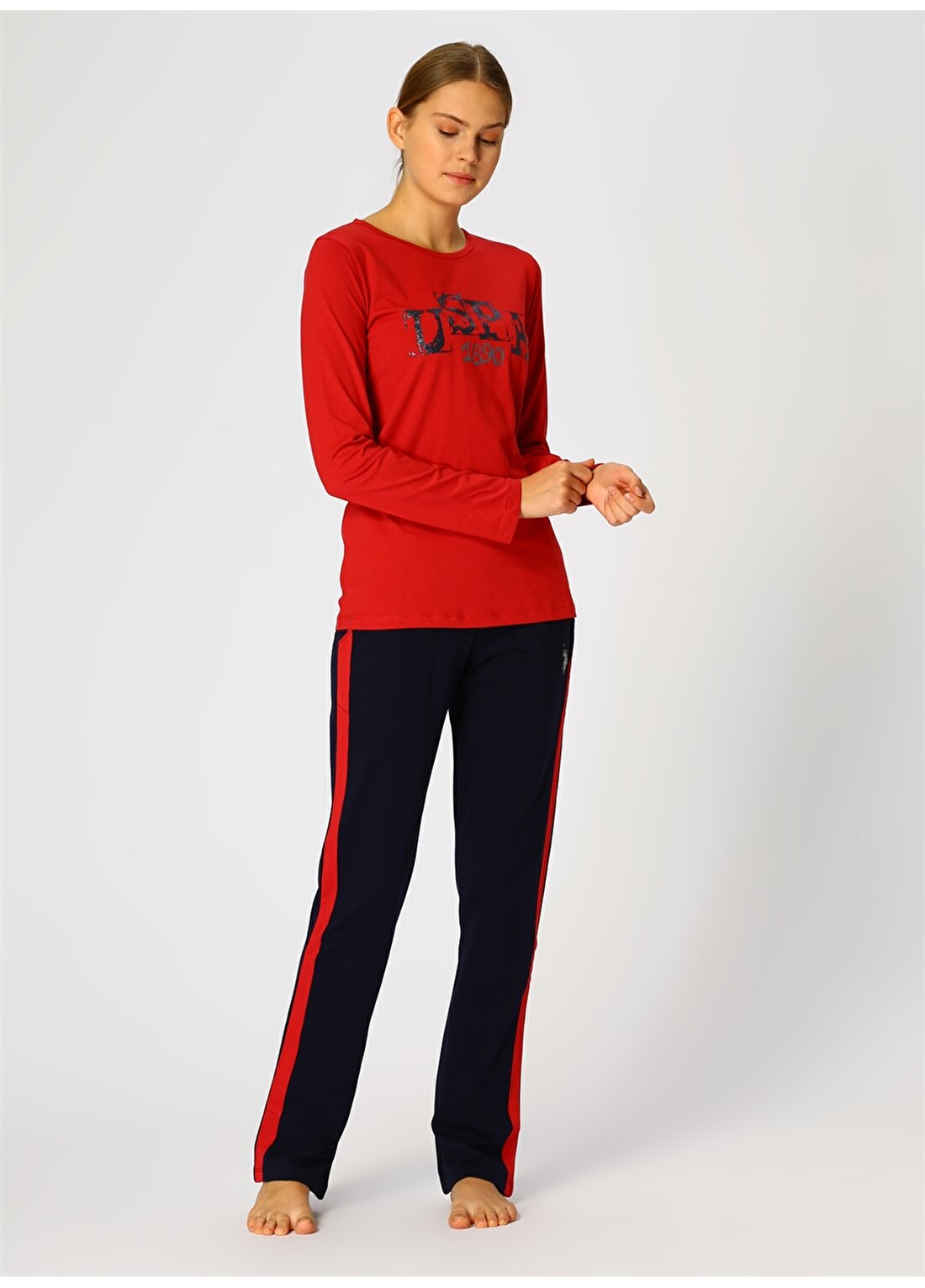 U.S. Polo Assn. Kırmızı Kadın Pijama Takımı