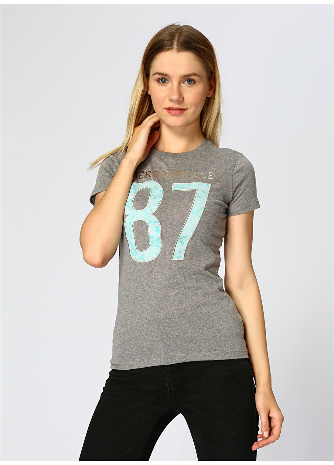 Aeropostale 4167 Gri Kadın T-Shirt