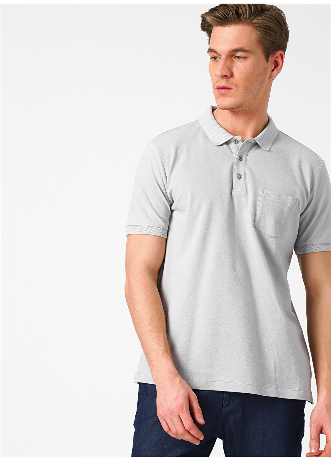 Cotton Bar Gri Polo T-Shirt