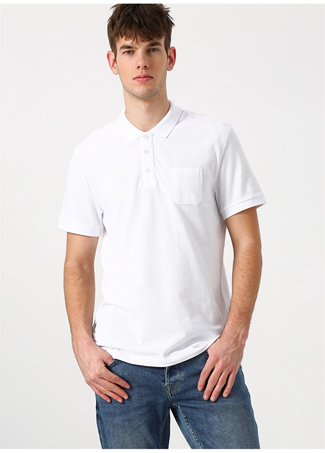 Limon Kısa Kollu Beyaz Erkek Polo T-Shirt
