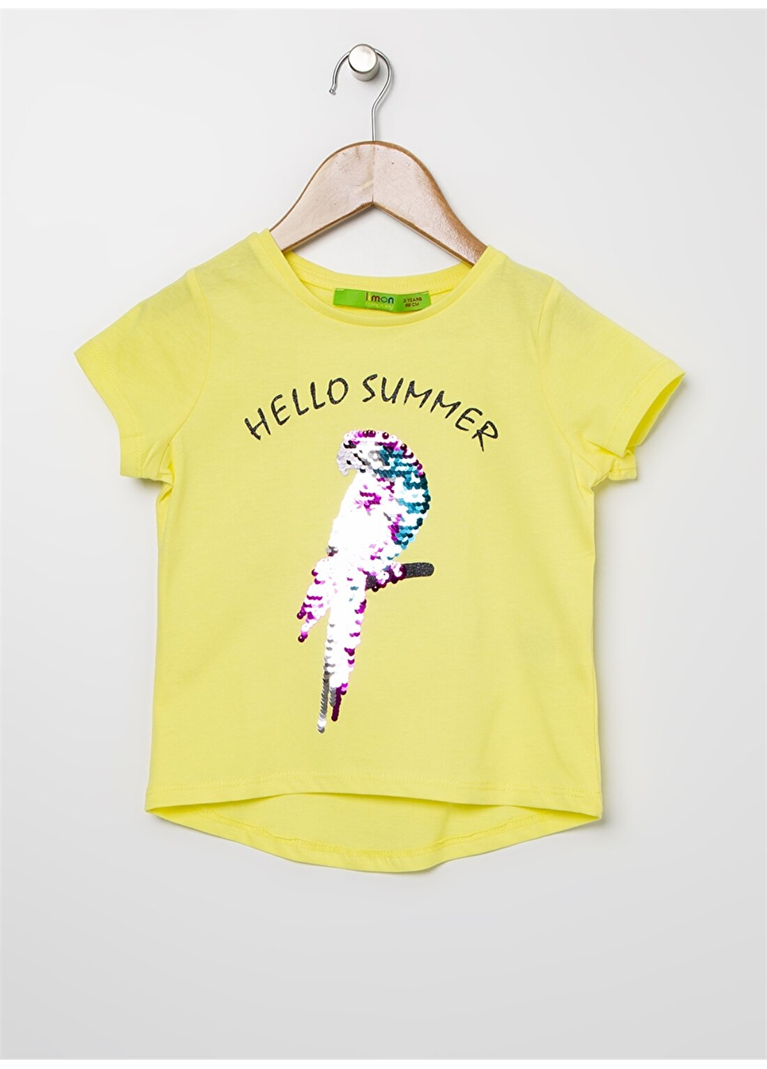 Limon Sarı Görsel Baskılı Kız Çocuk T-Shirt
