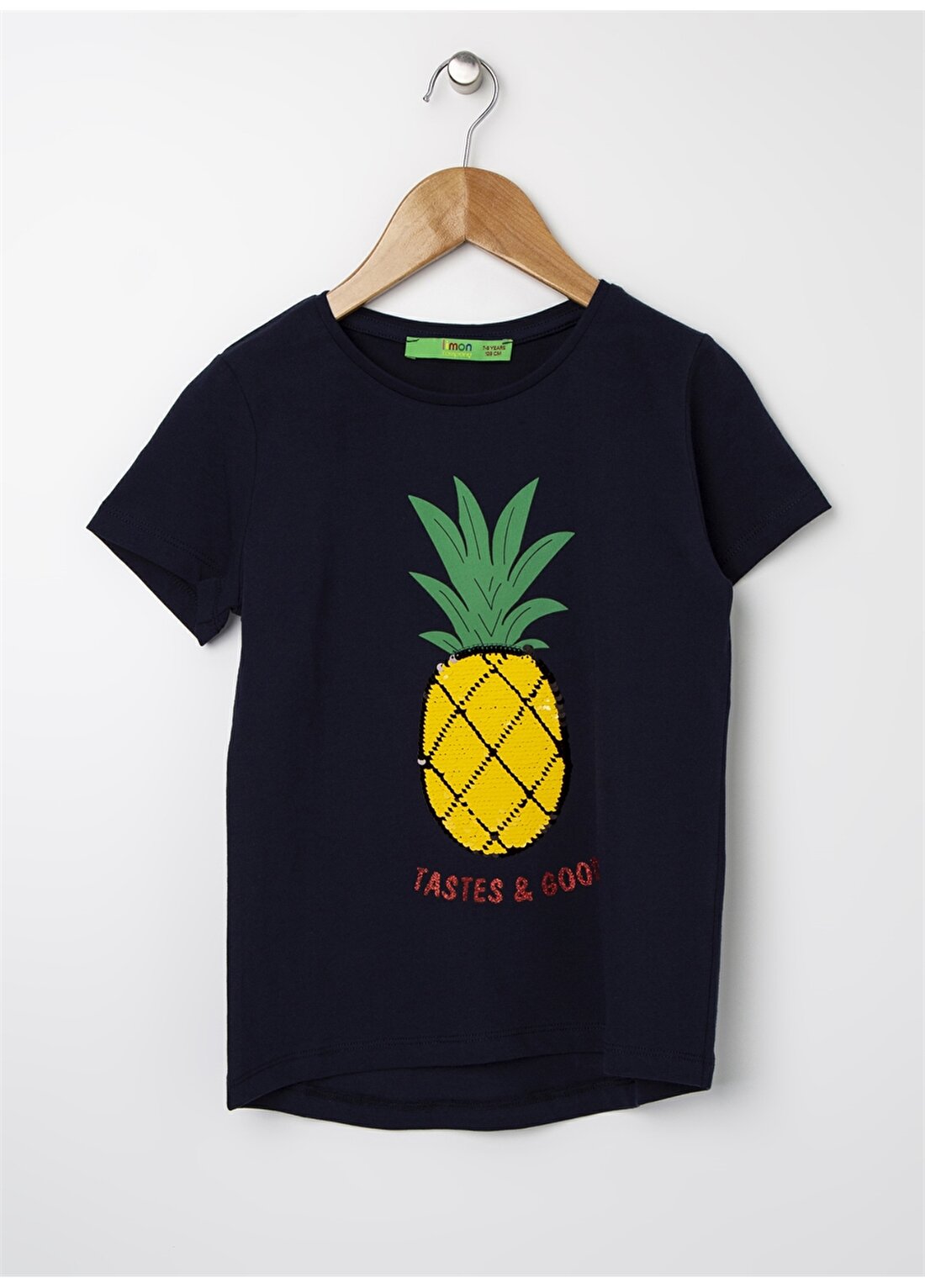 Limon Lacivert Görsel Baskılı Kız Çocukt-Shirt