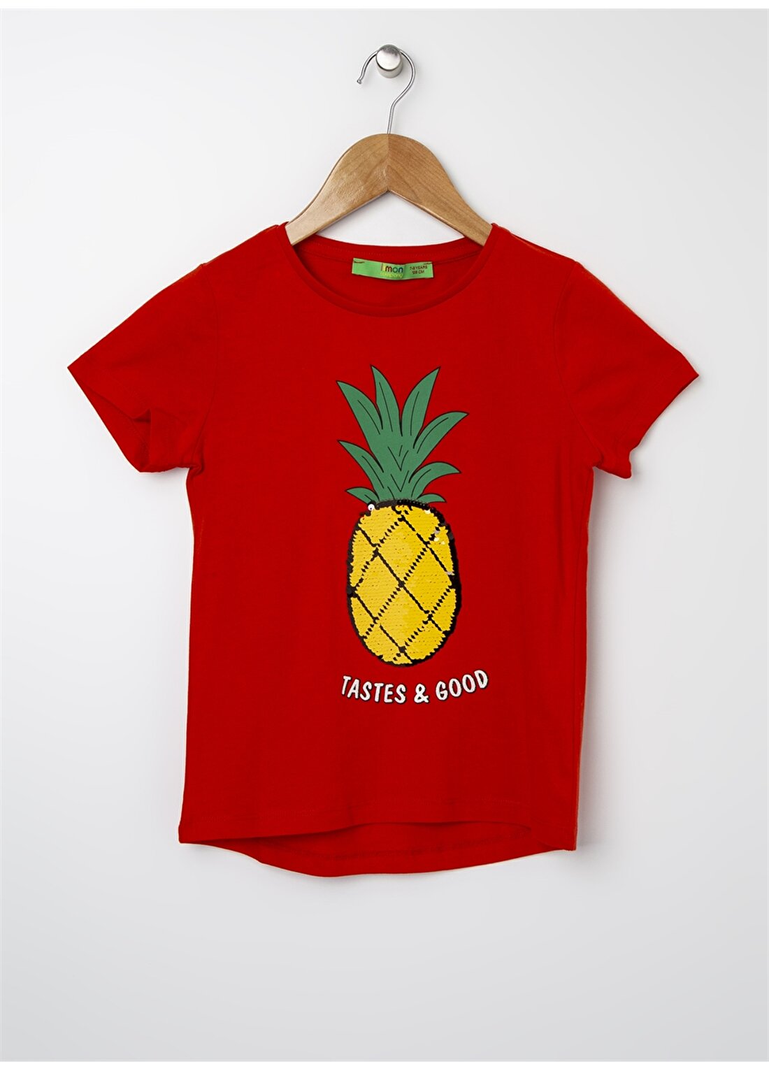 Limon Kırmızı Görsel Baskılı Kız Çocuk T-Shirt