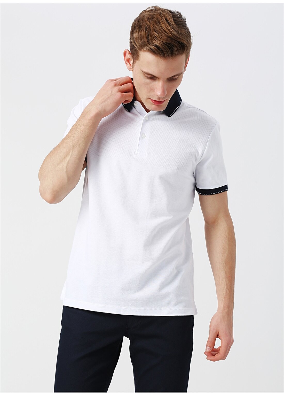 Cotton Bar Beyaz Polo T-Shirt