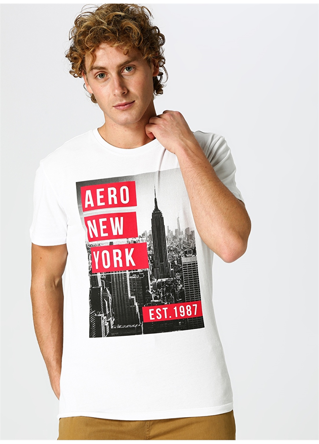 Aeropostale 2646 Beyaz Erkek Baskılı T-Shirt