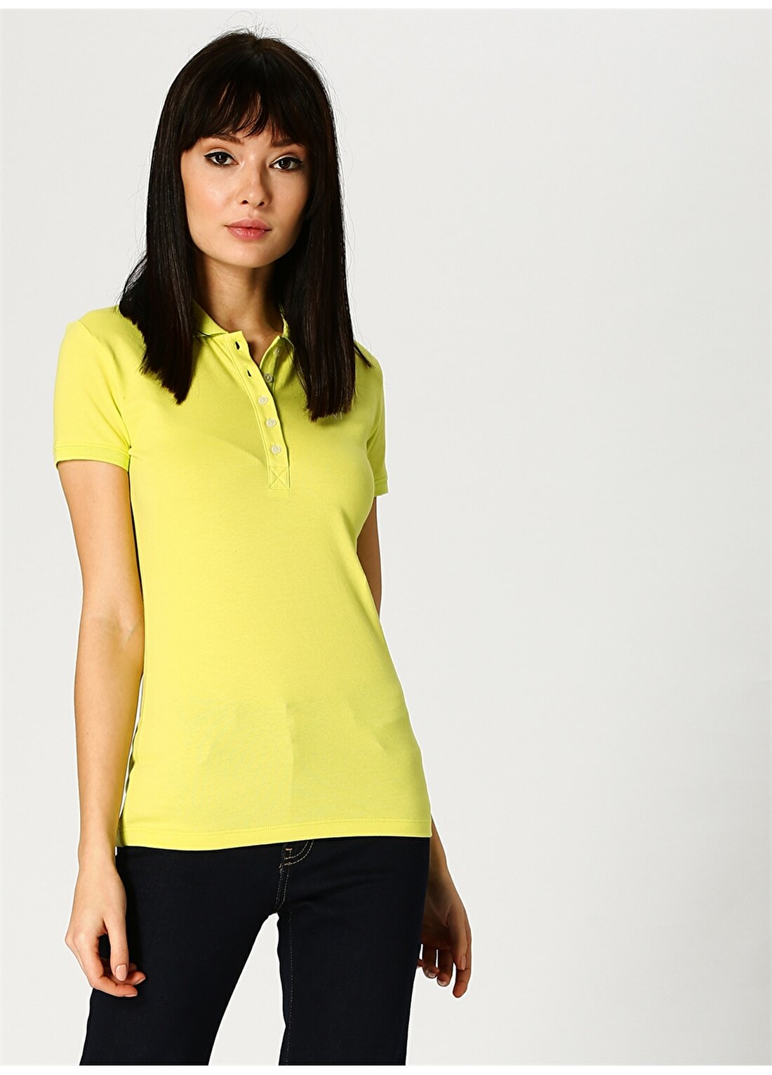 Aeropostale 4063 Sarı Kadın Polo Yaka T-Shirt