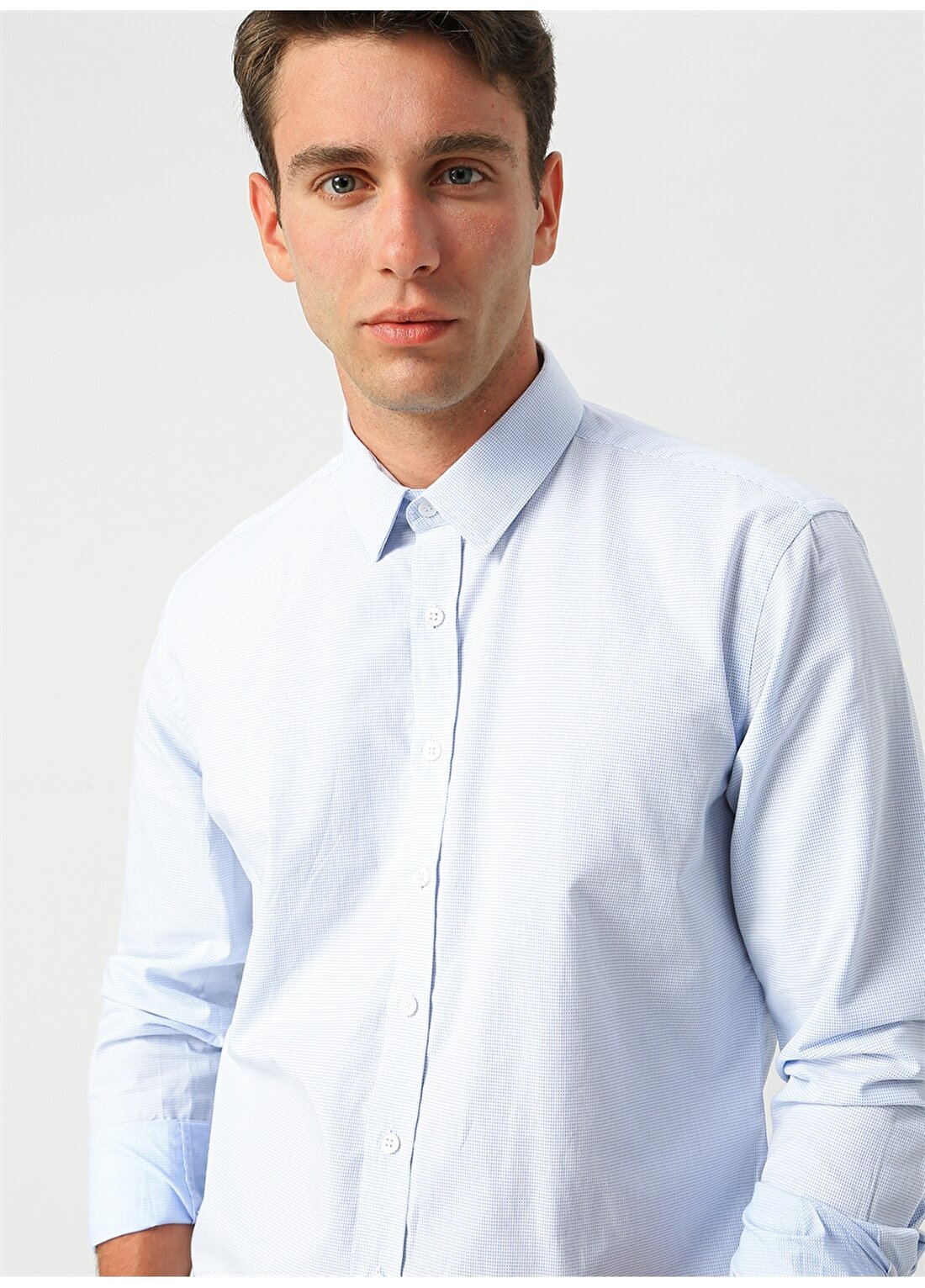 George Hogg Modern Fit Mavi Beyaz Desenli Gömlek