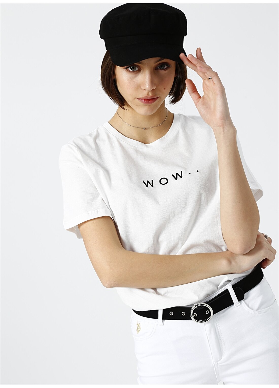 Vero Moda Yazılı Beyaz T-Shirt