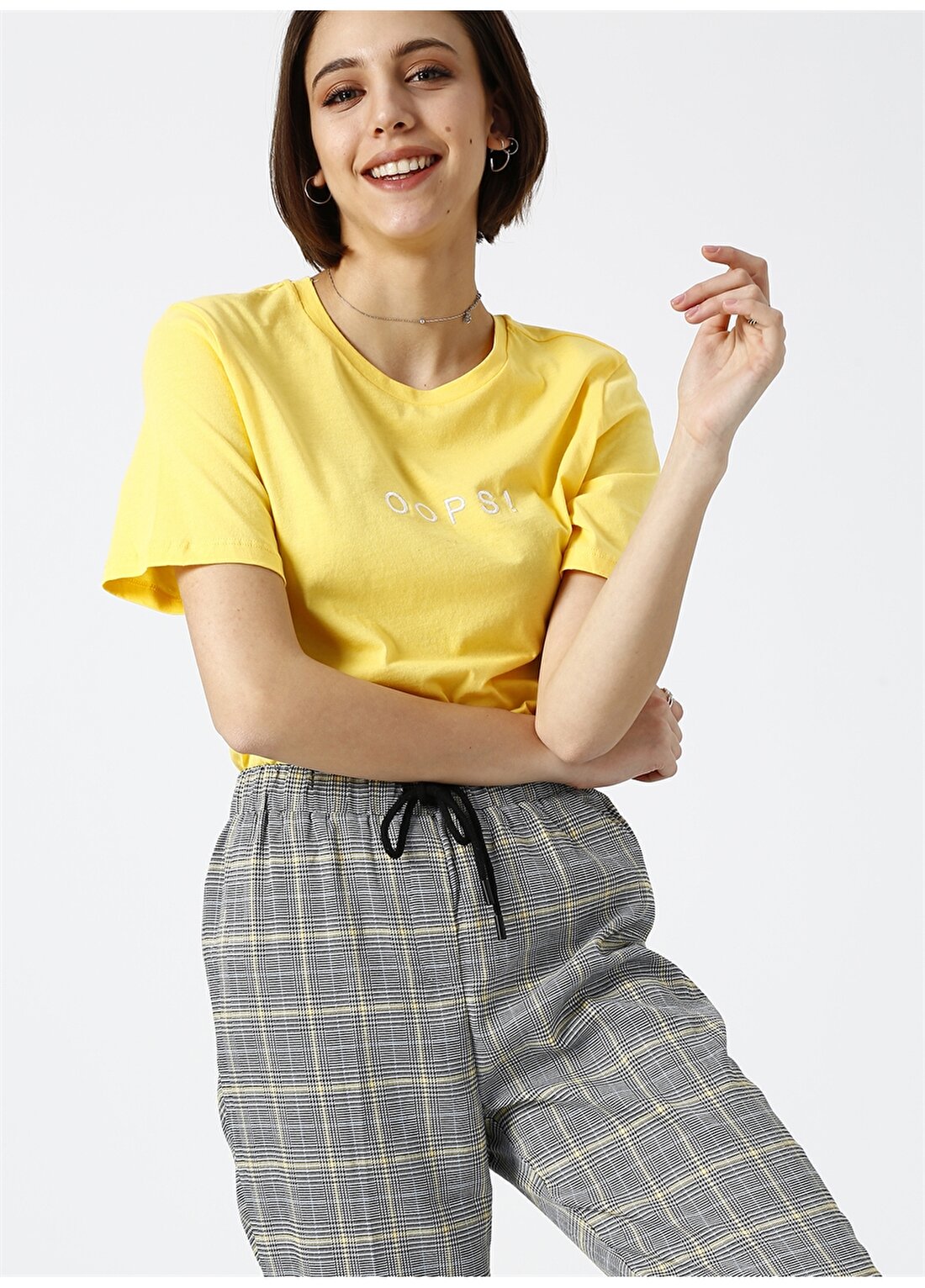 Vero Moda Yazılı Sarı T-Shirt