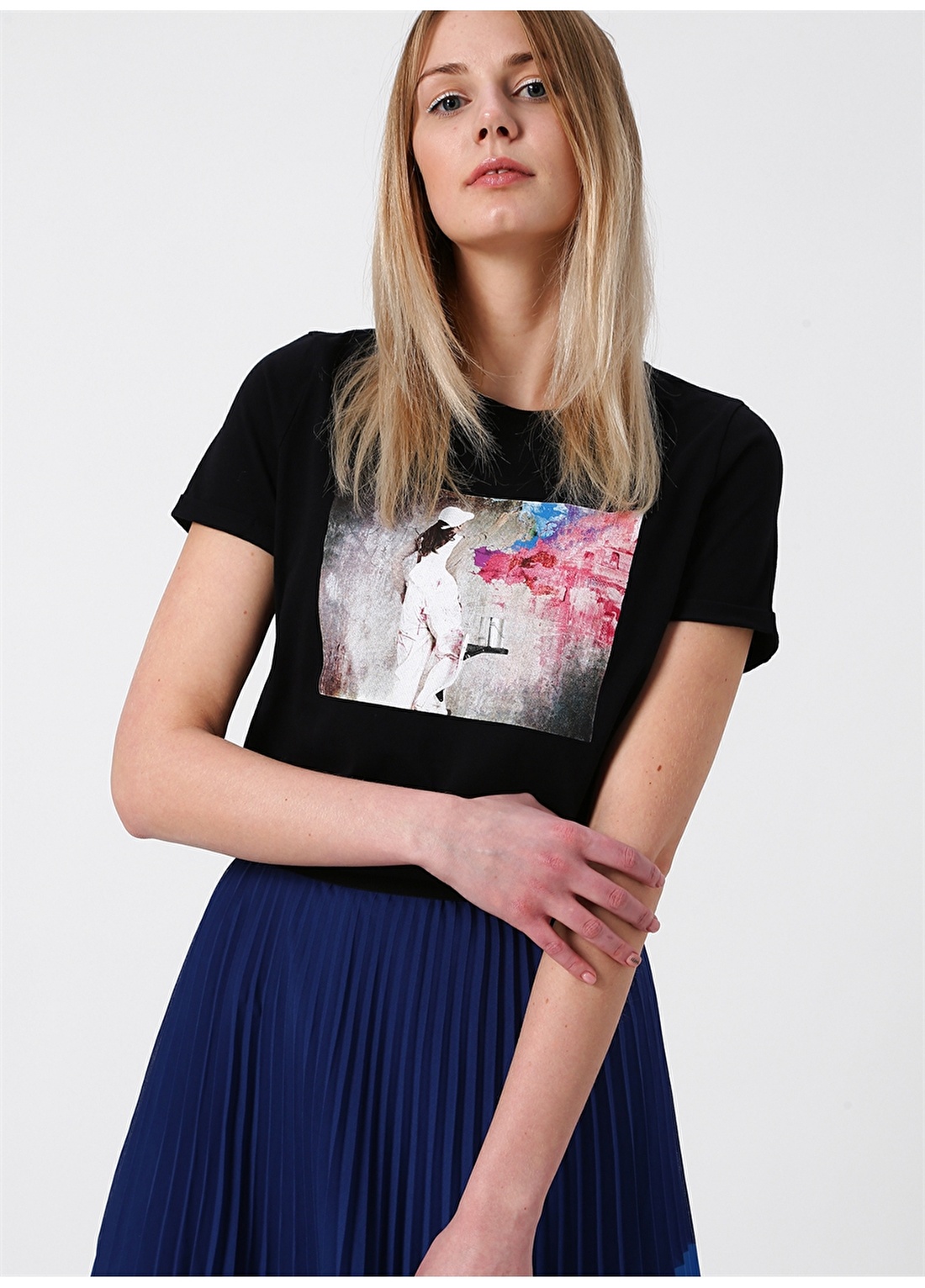 Vero Moda Baskılı Siyah T-Shirt