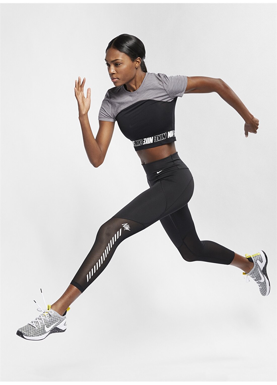 Nike Siyah - Gri - Gümüş Kadın Tayt