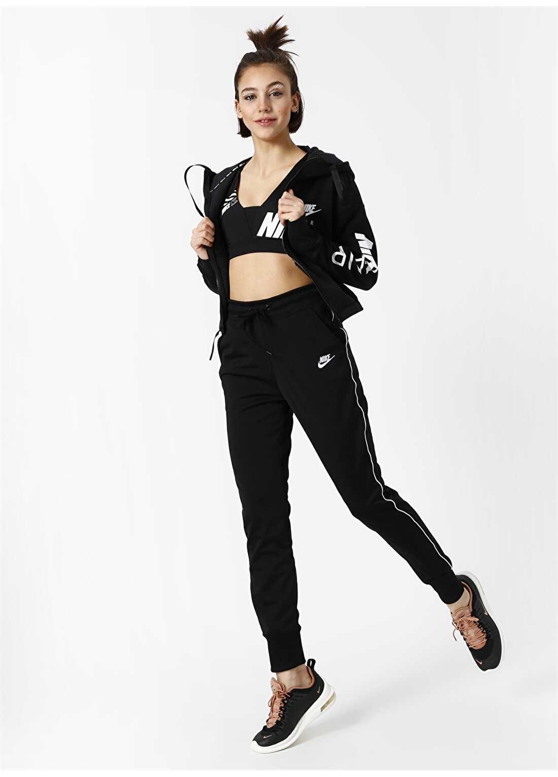 Nike Siyah - Gri - Gümüş Kadın Eşofman Altı
