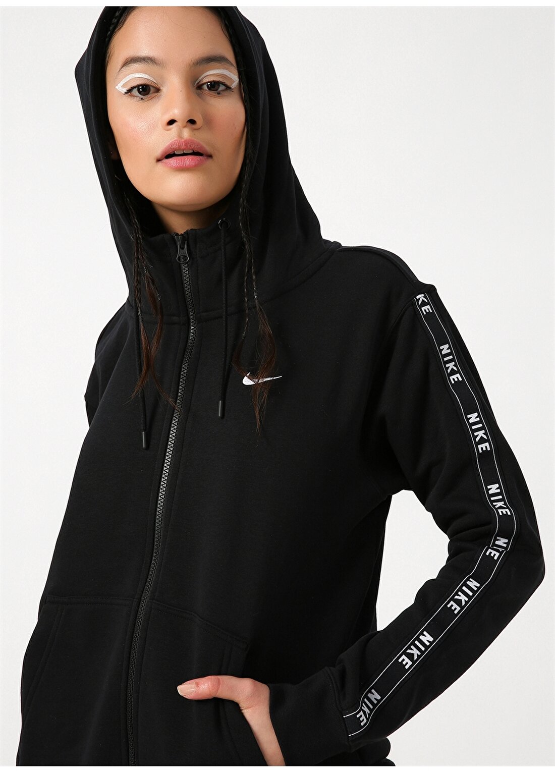Nike Siyah - Gri - Gümüş Kadın Zip Ceket