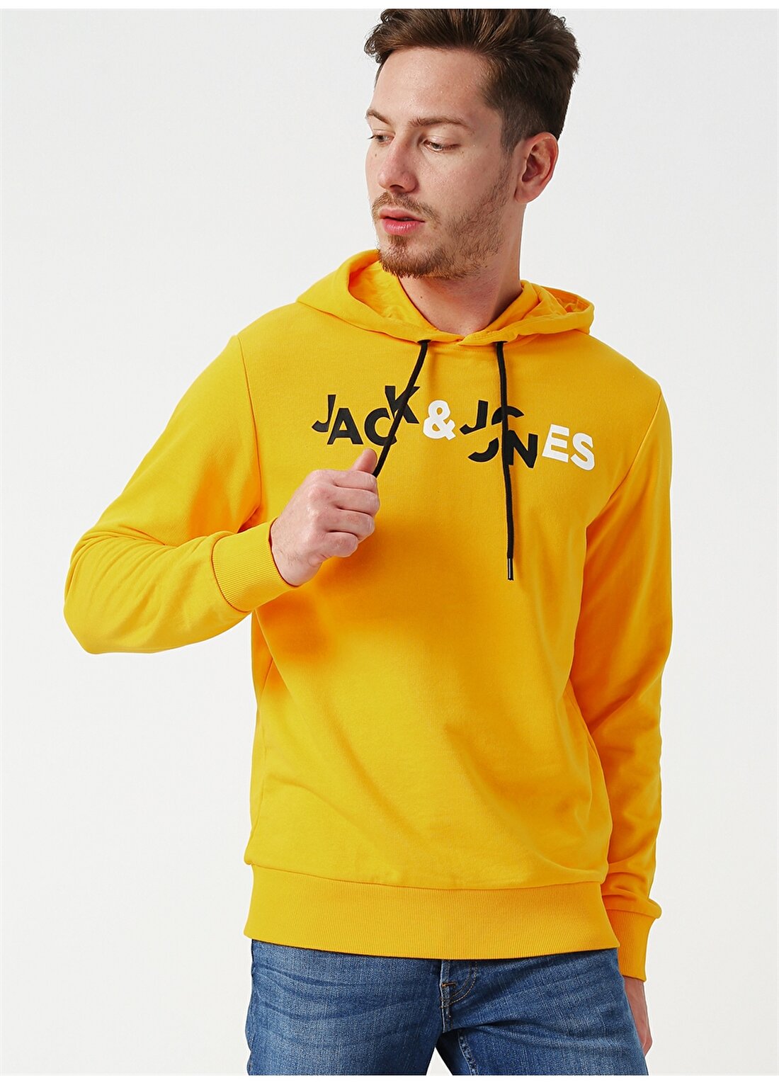Jack & Jones Kapüşonlu Sarı Sweatshirt