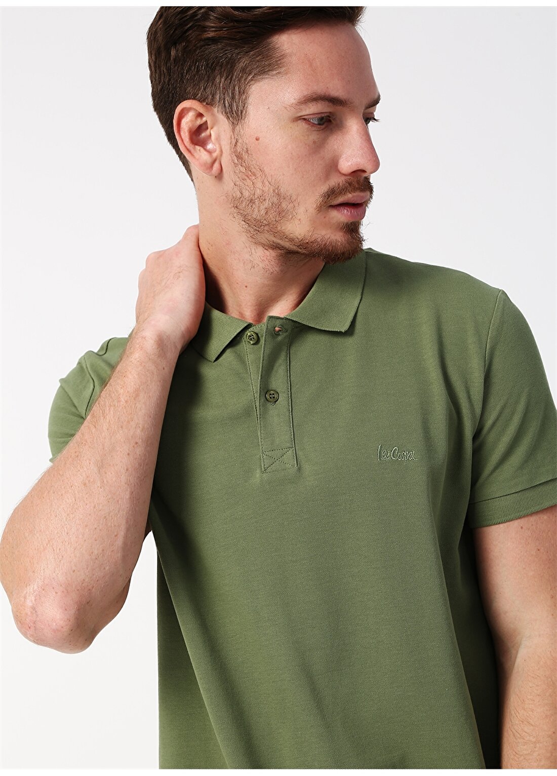 Lee Cooper Nakışlı Polo Yaka Yeşil Polo T-Shirt